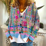 Luna | Women's Floral Knit Button-Front Cardigan Sweater