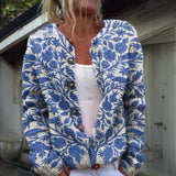 Harper | Women's Floral Knit Button-Front Cardigan Sweater