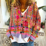 Luna | Women's Floral Knit Button-Front Cardigan Sweater