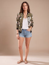 Layla | Women's Floral Print Zip-Up Bomber Jacket