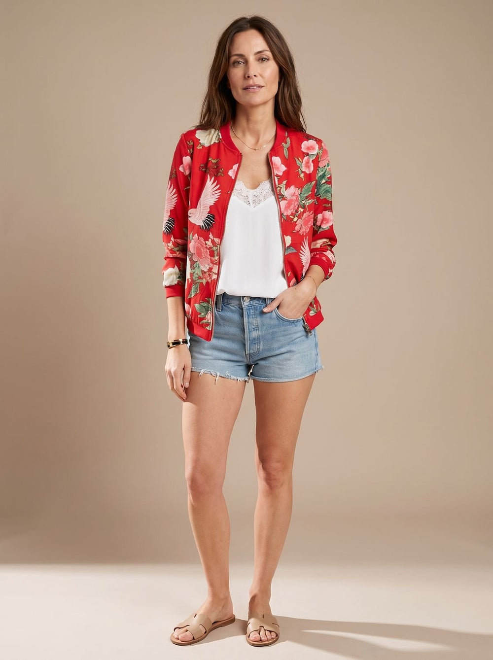 Layla | Women's Floral Print Zip-Up Bomber Jacket