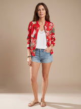 Layla | Women's Floral Print Zip-Up Bomber Jacket