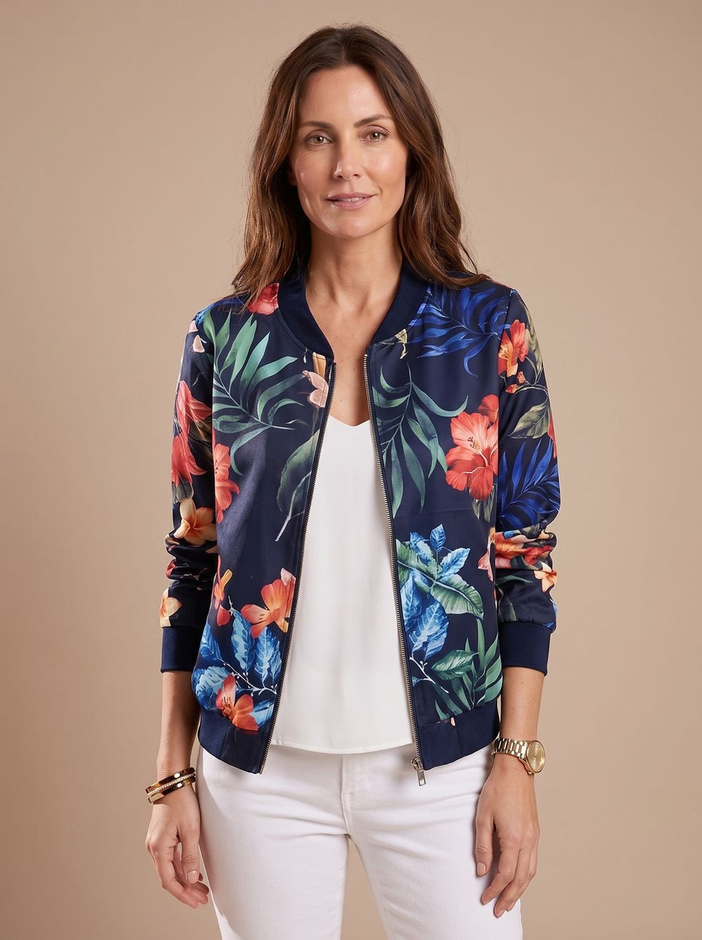 Layla | Women's Floral Print Zip-Up Bomber Jacket