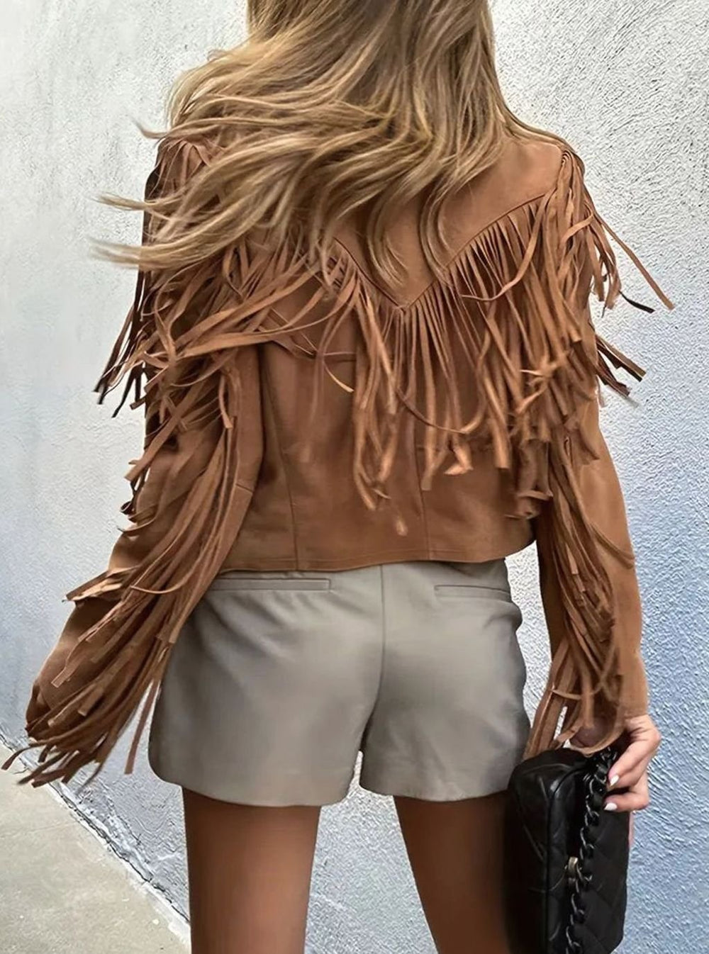 Luna | Women's Fringed Suede-Feel Boho Short Jacket - 2