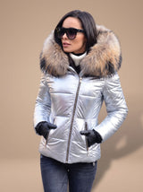 Madison | Women's Fur Hood Puffer Coat Fitted Zip-Front Quilted Jacket