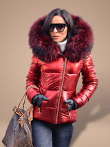 Madison | Women's Fur Hood Puffer Coat Fitted Zip-Front Quilted Jacket