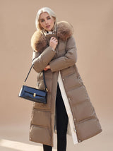 Madison | Women's Fur-Hood Quilted Long Puffer Coat