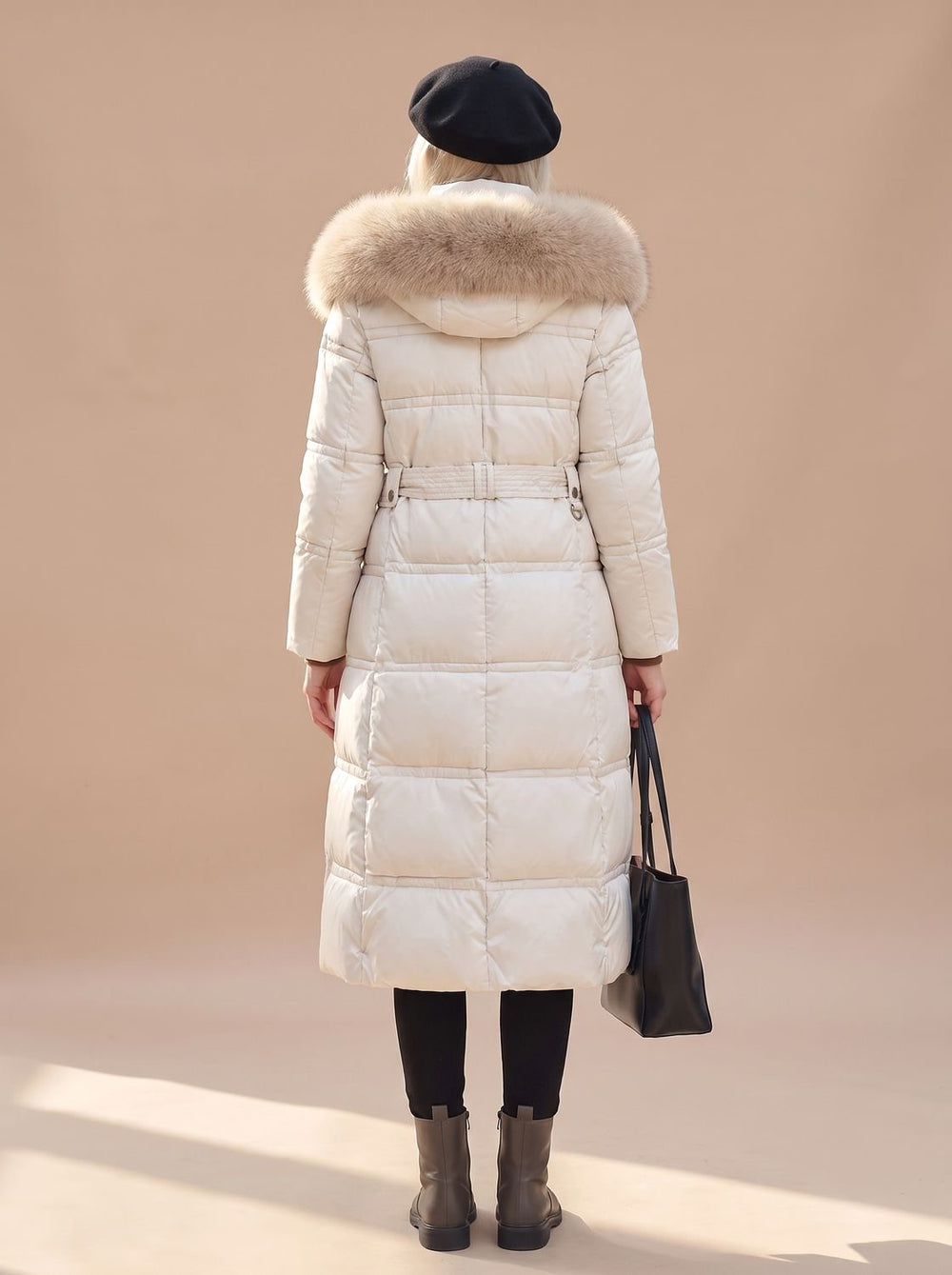Madison | Women's Fur-Hood Quilted Long Puffer Coat