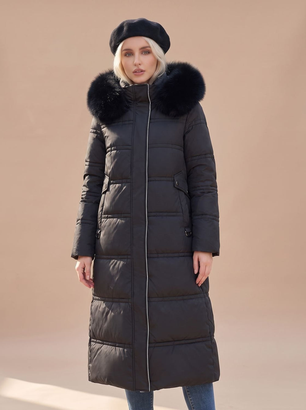 Madison | Women's Fur-Hood Quilted Long Puffer Coat