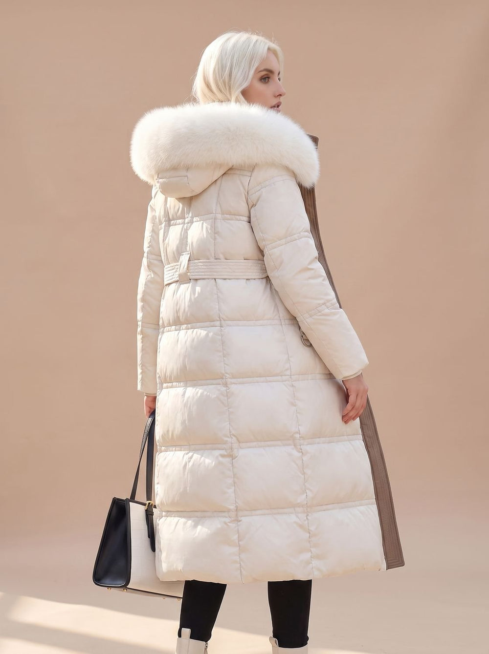 Madison | Women's Fur-Hood Quilted Long Puffer Coat