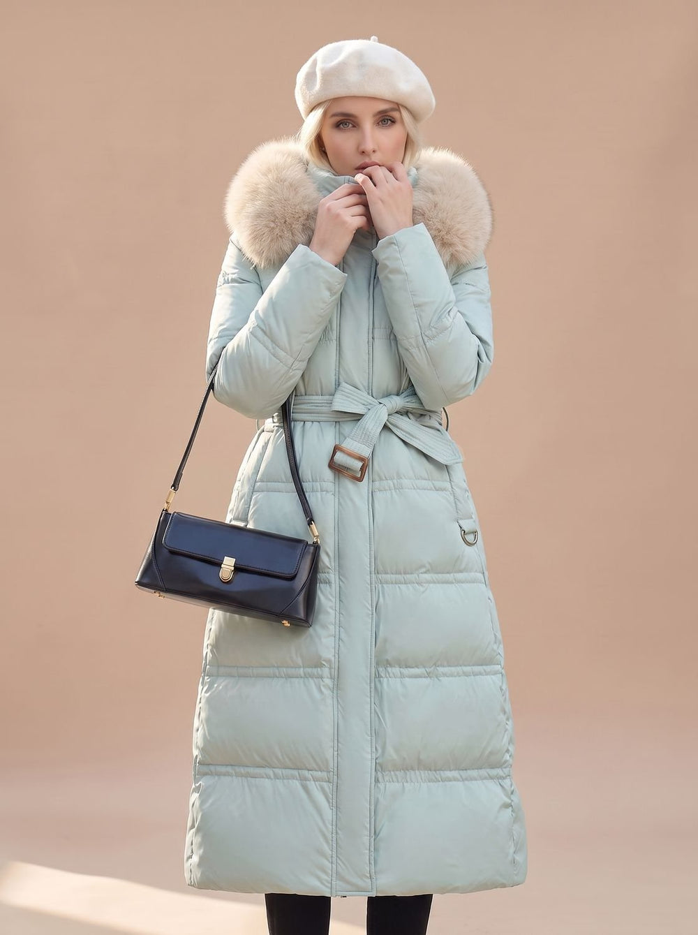 Madison | Women's Fur-Hood Quilted Long Puffer Coat