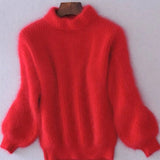 Evelyn | Women's Fuzzy Angora Turtleneck Loose Knit Sweater