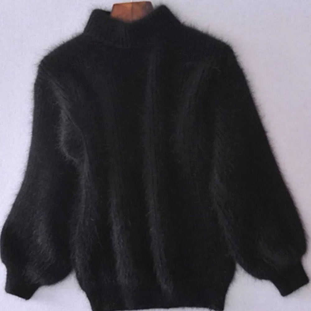 Evelyn | Women's Fuzzy Angora Turtleneck Loose Knit Sweater