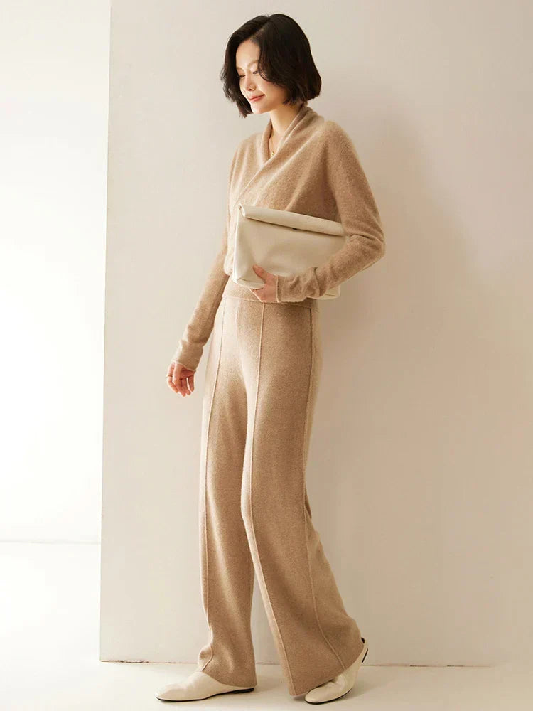 Women's V-Neck Fuzzy Knit Sweater with Wrap Front - Cozy & Stylish Pullover