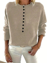 Scarlett | Women's Half-Button V-Neck Long Sleeve Knit Sweater