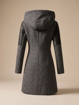 Luna | Women's Hooded Asymmetric-Zip Quilted-Panel Wool-Blend Coat