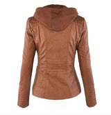 Victoria | Women's Hooded Faux Leather Moto Jacket Zip-Up