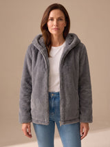 Harper | Women's Hooded Zip-Up Faux Fur Teddy Fleece Coat