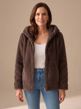 Harper | Women's Hooded Zip-Up Faux Fur Teddy Fleece Coat
