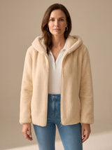 Harper | Women's Hooded Zip-Up Faux Fur Teddy Fleece Coat