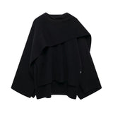 Stylish Women's Knit Cape Coat with Draped Collar & Button Closure - Perfect for Fall Fashion