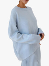 Cozy Women's Knit Pullover Sweater - Crew Neck with Rib Trim - Stylish & Comfortable Knitwear