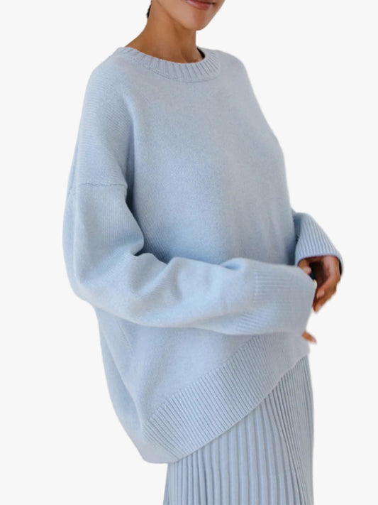 Cozy Women's Knit Pullover Sweater - Crew Neck with Rib Trim - Stylish & Comfortable Knitwear