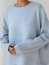 Cozy Women's Knit Pullover Sweater - Crew Neck with Rib Trim - Stylish & Comfortable Knitwear