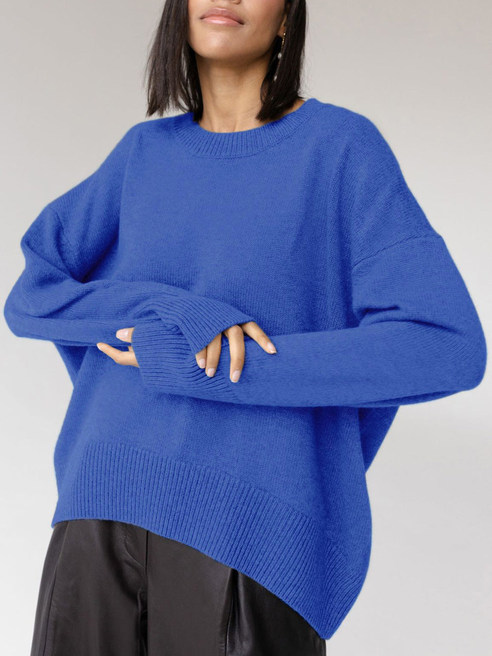 Cozy Women's Knit Pullover Sweater - Crew Neck with Rib Trim - Stylish & Comfortable Knitwear
