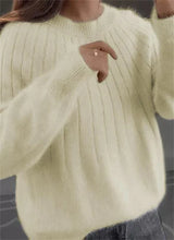 Women's Cozy Knit Pullover Sweater - Crew Neck, Ribbed Hem, Perfect for Fall & Winter Fashion