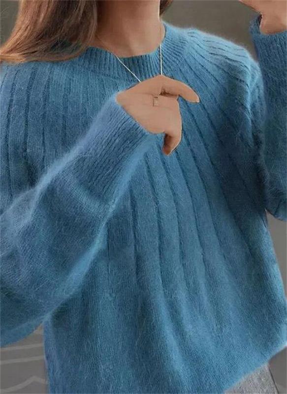 Women's Cozy Knit Pullover Sweater - Crew Neck, Ribbed Hem, Perfect for Fall & Winter Fashion