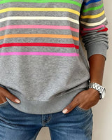 Women's Quarter Zip Knit Pullover with Striped Bands - Stylish & Comfortable Sweater