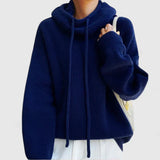 Women's Cozy Knit Hoodie Sweater with Adjustable Drawstrings & Stylish Ribbed Trim - Perfect for Fall & Winter