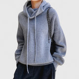 Women's Cozy Knit Hoodie Sweater with Adjustable Drawstrings & Stylish Ribbed Trim - Perfect for Fall & Winter