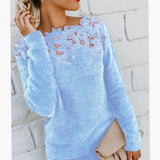 Luna | Women's Lace-Trim Floral Embroidered Long Sleeve Knit Sweater - 3