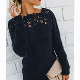 Luna | Women's Lace-Trim Floral Embroidered Long Sleeve Knit Sweater - 4