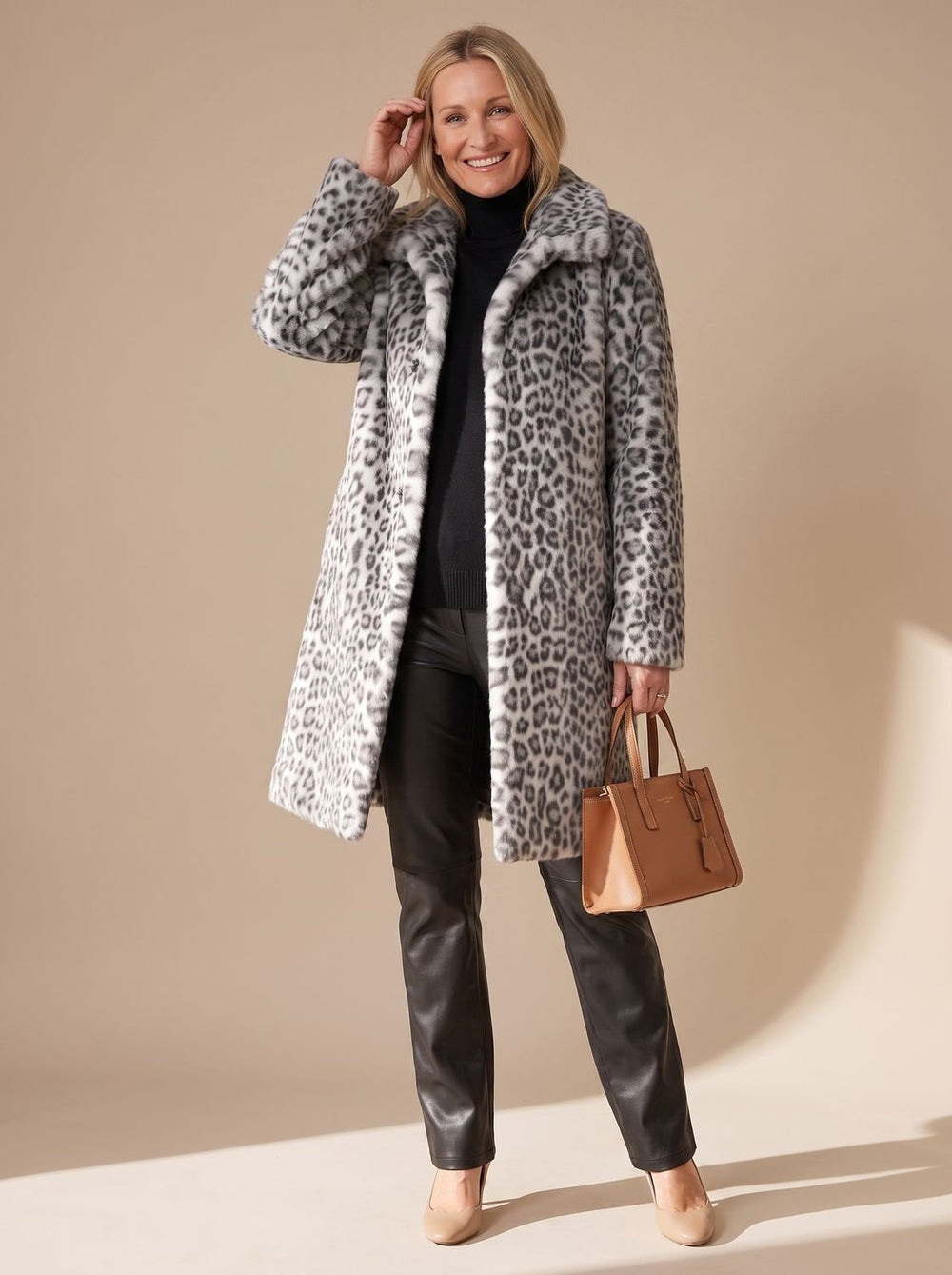 Victoria | Women's Leopard Print Faux Fur Winter Coat