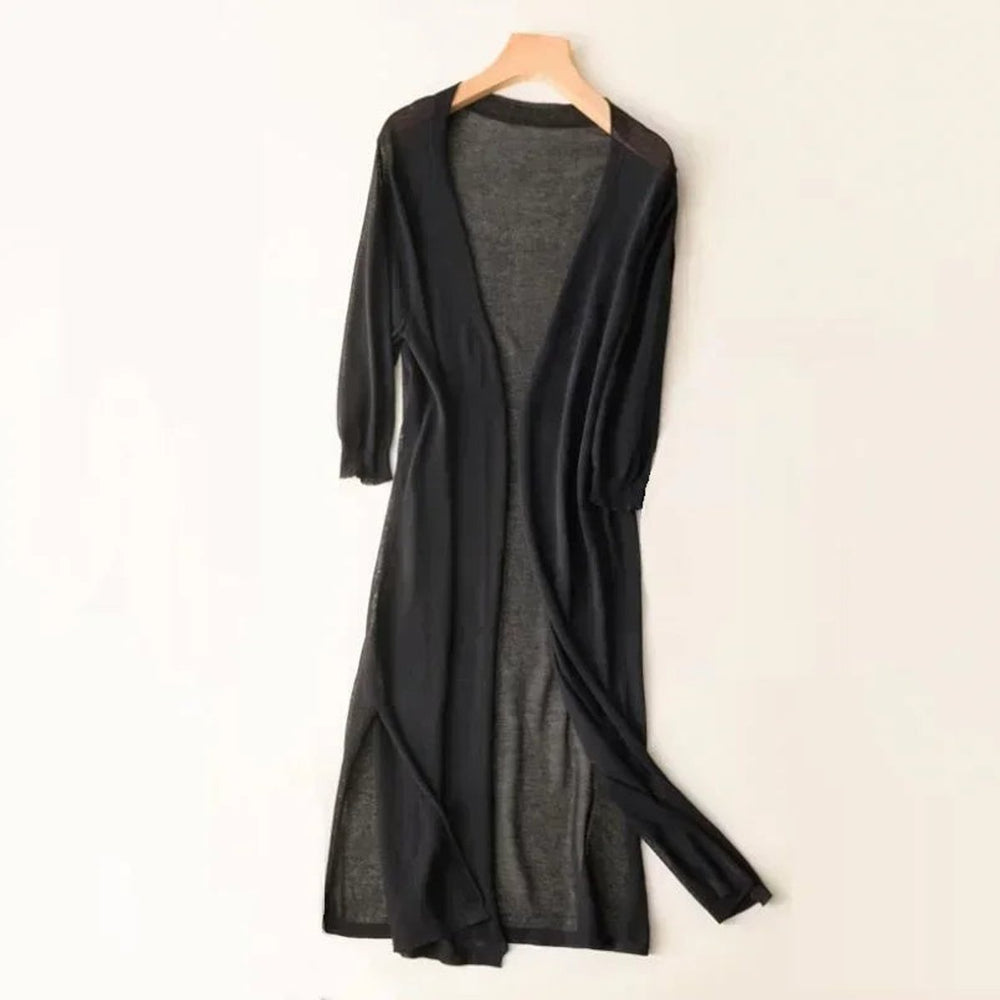 Mia | Women's Lightweight Open-Front Long Knit Cardigan