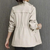 Eleanor | Women's Lightweight Zip-Up Short Bomber Jacket Drawstring Waist
