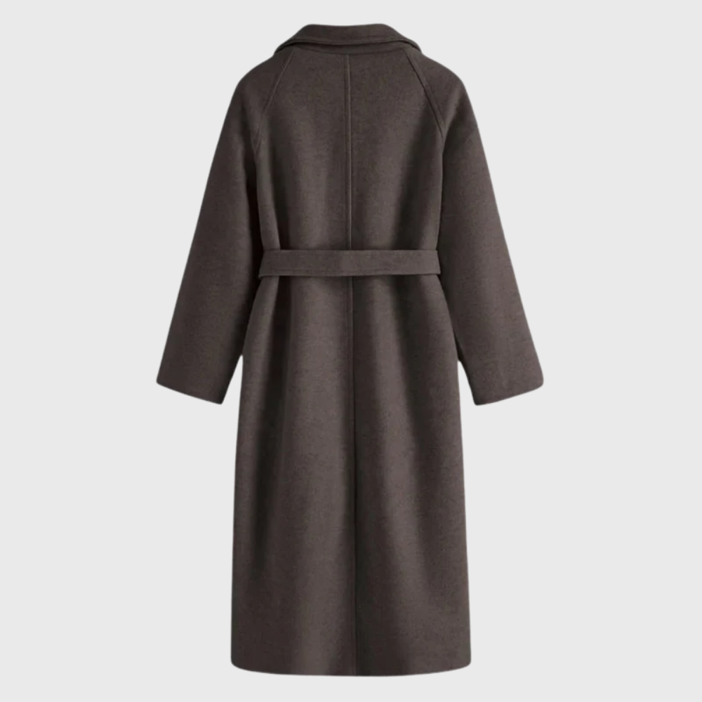 Women's Long Blend Coat with Notched Lapels & Stylish Tie Belt - Elegant Outerwear for All Seasons