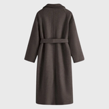 Women's Long Blend Coat with Notched Lapels & Stylish Tie Belt - Elegant Outerwear for All Seasons