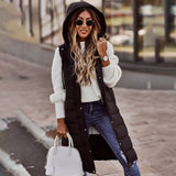 Emma | Women's Long Hooded Quilted Puffer Vest Sleeveless Winter Coat