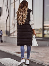Emma | Women's Long Hooded Quilted Puffer Vest Sleeveless Winter Coat