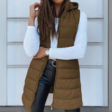 Madison | Women's Long Hooded Sleeveless Puffer Vest Lightweight Layering Gilet