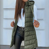Madison | Women's Long Hooded Sleeveless Puffer Vest Lightweight Layering Gilet