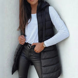 Madison | Women's Long Hooded Sleeveless Puffer Vest Lightweight Layering Gilet