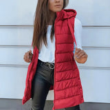Madison | Women's Long Hooded Sleeveless Puffer Vest Lightweight Layering Gilet