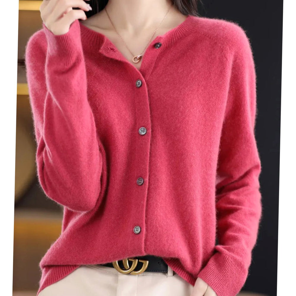 Madison | Women's Long-Sleeve Crew-Neck Button Merino Wool Cardigan Sweater - 2