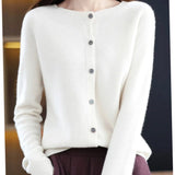 Madison | Women's Long-Sleeve Crew-Neck Button Merino Wool Cardigan Sweater - 3
