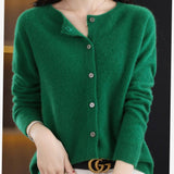 Madison | Women's Long-Sleeve Crew-Neck Button Merino Wool Cardigan Sweater - 5